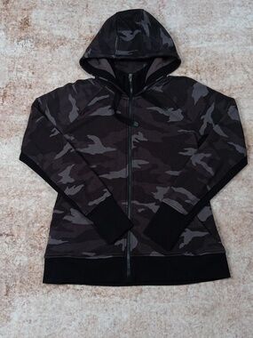 Athleta Triumph Hoodie Gray Black Camo  Print Athletic Jacket Womens Large
